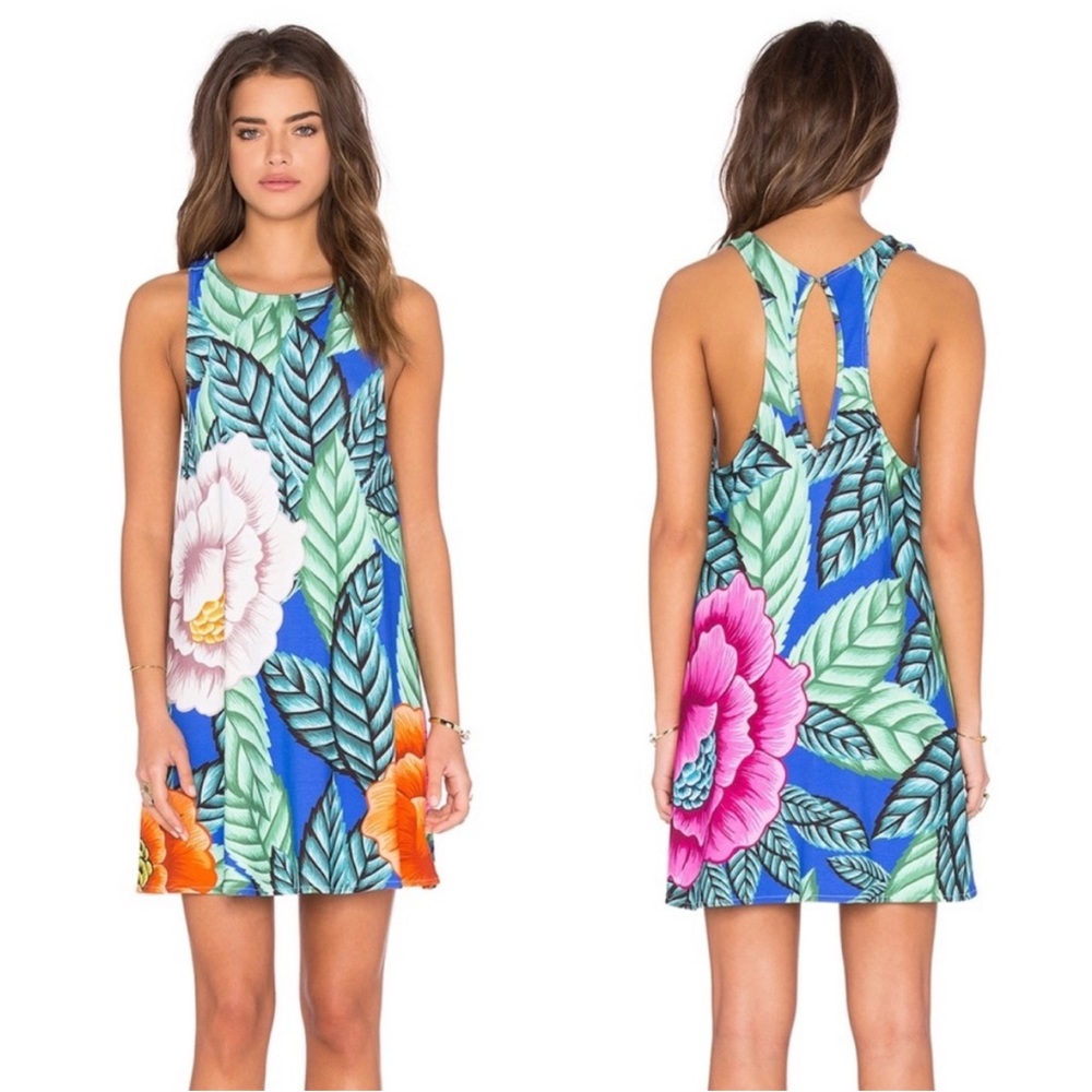 Mara Hoffman Bold Flora Tropical Ponte Mini Swing Dress